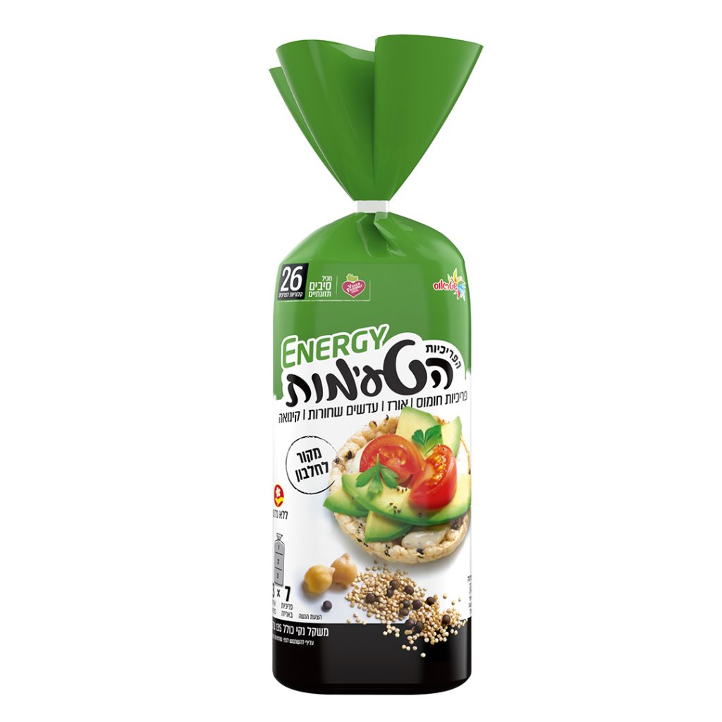 פריכיות חומוס, אורז, עדשים שחורות וקינואה