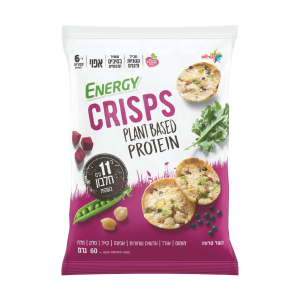 פריכיות חומוס, אורז, עדשים ואפונה עם קייל וסלק בתיבול מלח ים